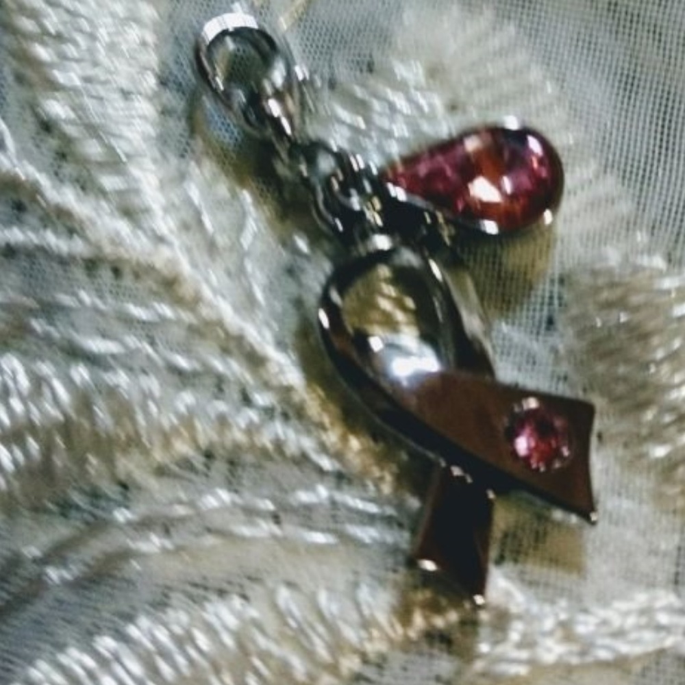 Breast Cancer Charm Silver Swarovrski Crystal